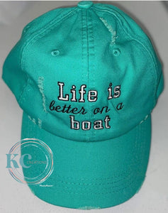 Women's “Life is Better on a Boat” Ponytail Hat