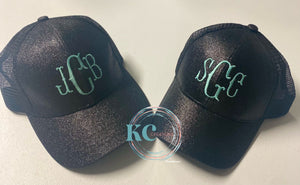 Mommy and Me Monogram Ponytail Hat Combo