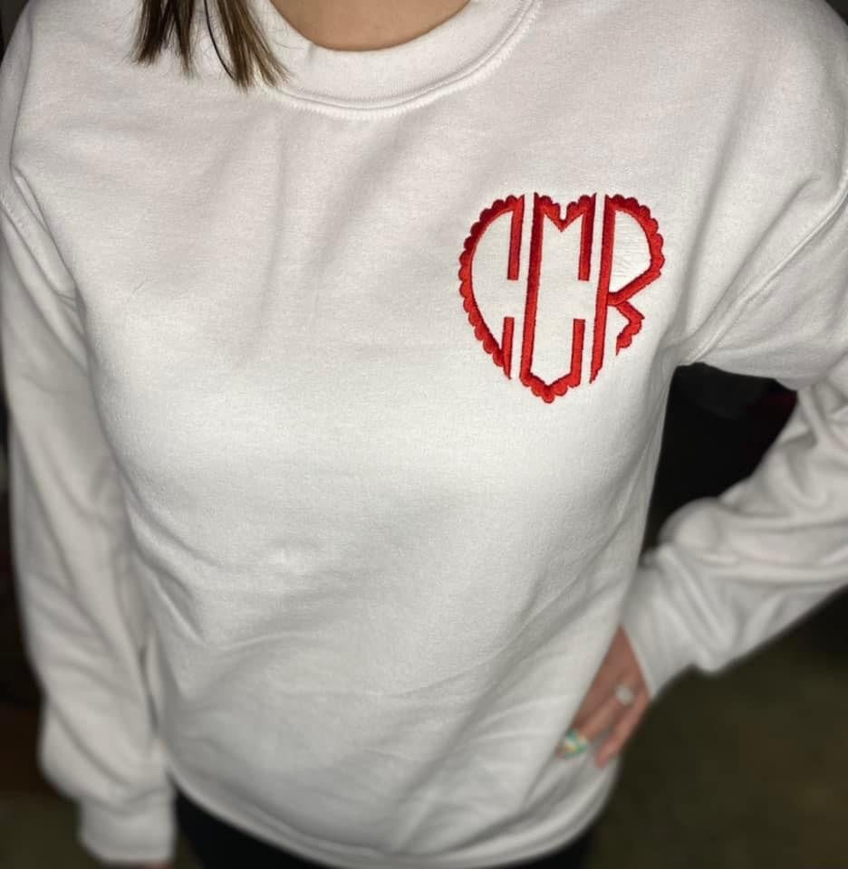 heart monogram sweater