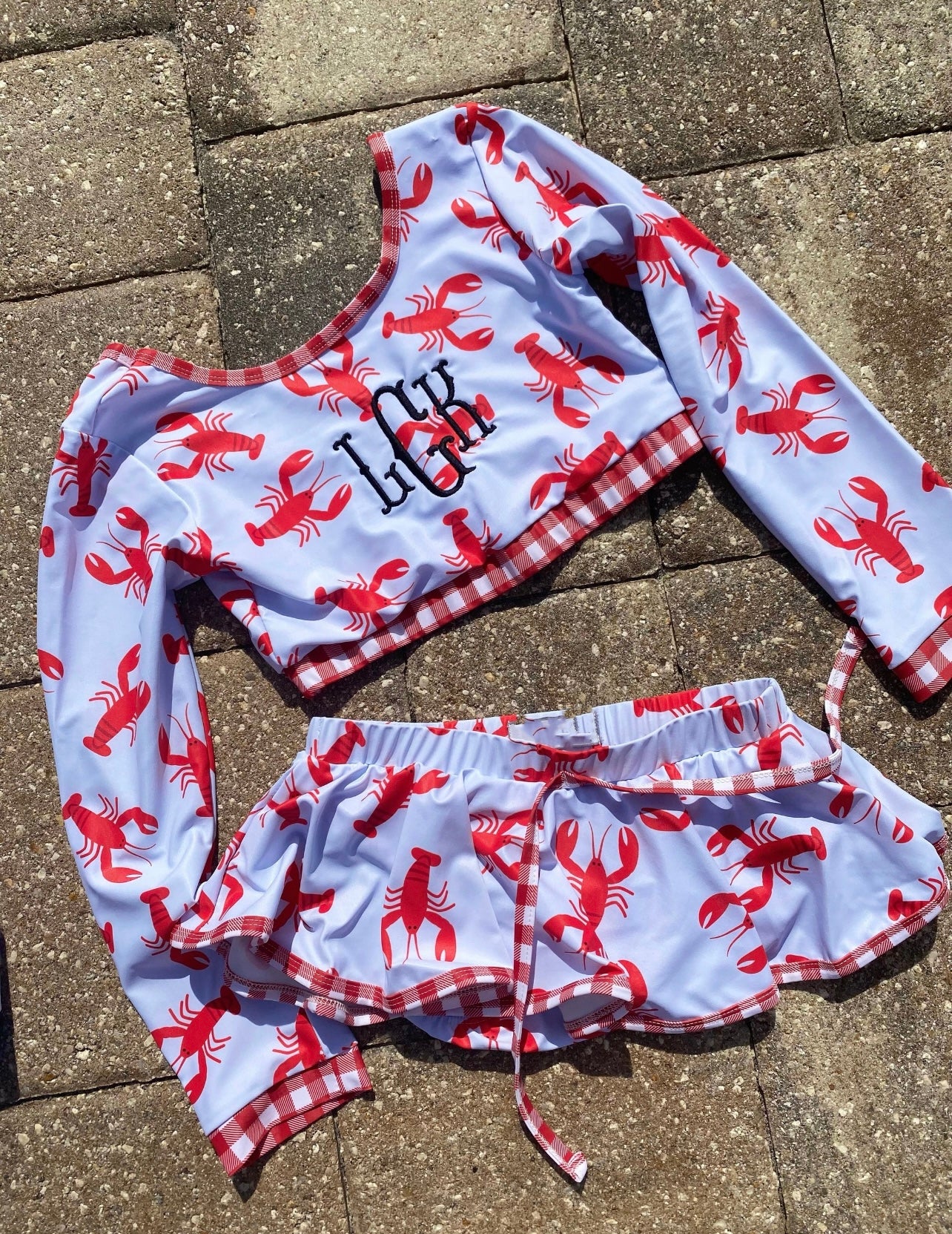 Toddler Girls Swimsuit Crawfish Pattern KC Creations